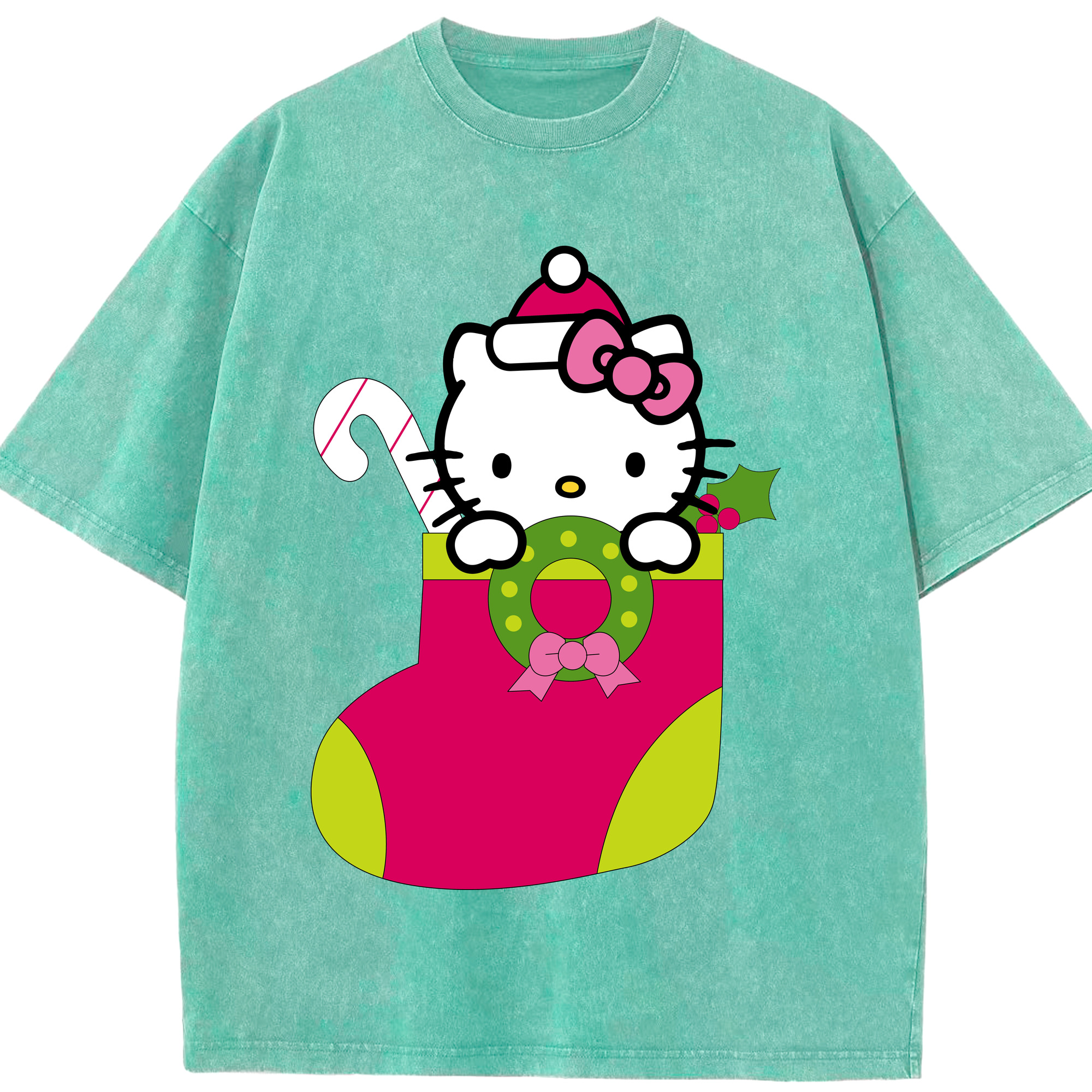 （画像用） Hello Kitty ハローキティ 綿100% ヴィンテージ風 半袖Tシャツ（フロントプリント）